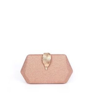 Gold Geometric Clutch with Decorative Clasp